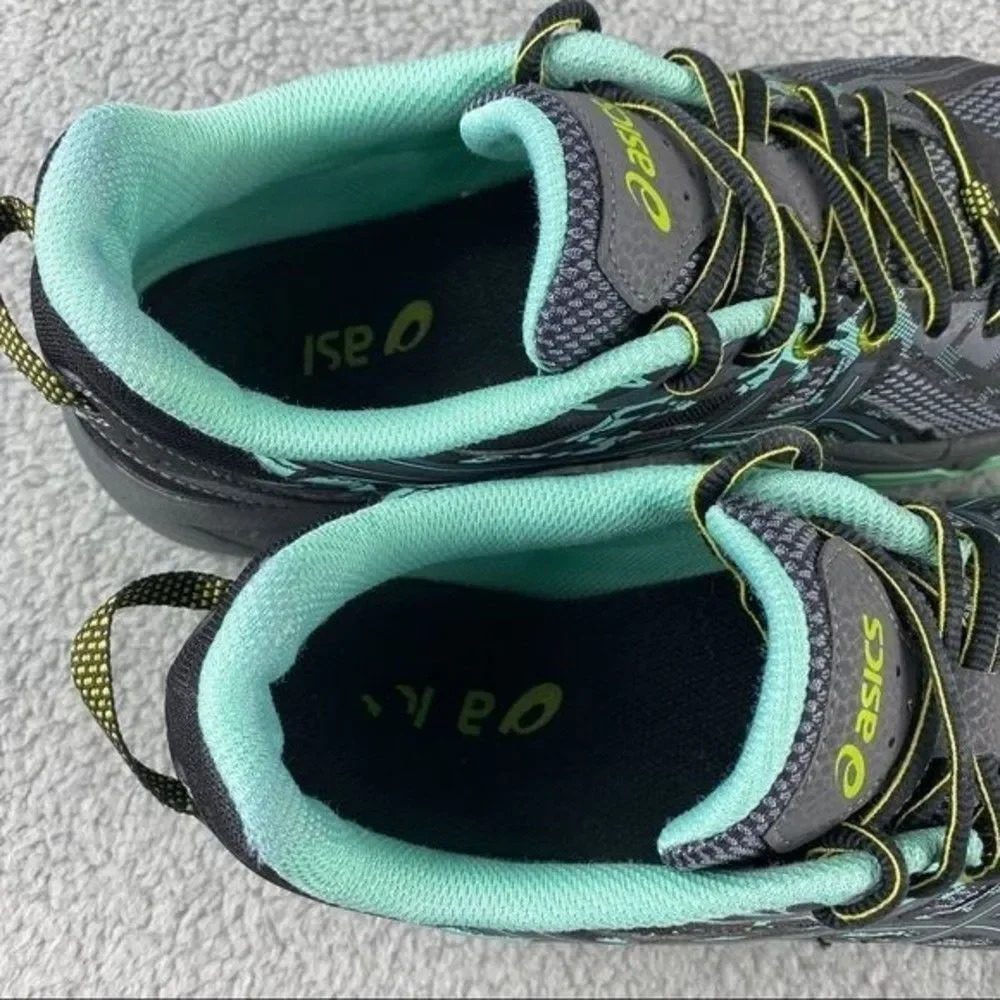 Asics shoes gel-venture 6 Womens 11 Running Sneakers Black Green Lace Up Hiking - Picture 10 of 12